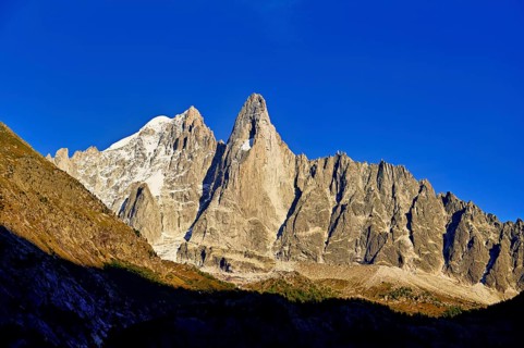 Aiguille du Dru in the evening light, Chamonix-Mont-Blanc, Haute-Savoie, France