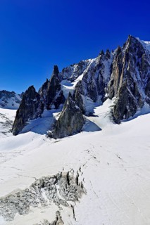 View of the mountain from the Télécabine Panorama Railway, Le Mont Blanc du Tacul, in the