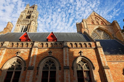 Historic St. Salvator Cathedral, Sint-Salvatorskathedraal, in the old town of Bruges, UNESCO World
