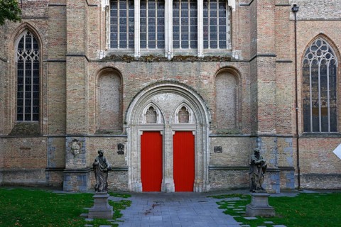 Historic St. Salvator Cathedral, Sint-Salvatorskathedraal, in the old town of Bruges, side