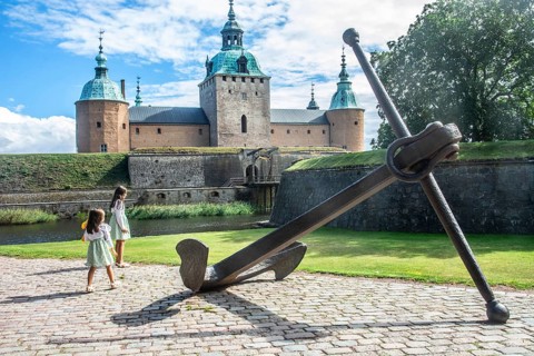 Anchor in front of the castle in Kalmar, Småland, Sweden, Scandinavia