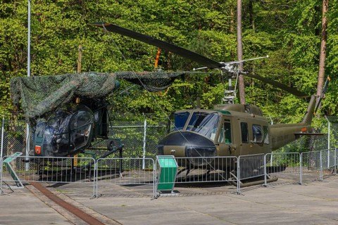 Left disused small light helicopter Alhouette II from the Federal Border Guard right next to the