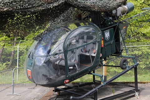 Disused small light helicopter helicopter Alhouette II from the Federal Border Guard in the Point