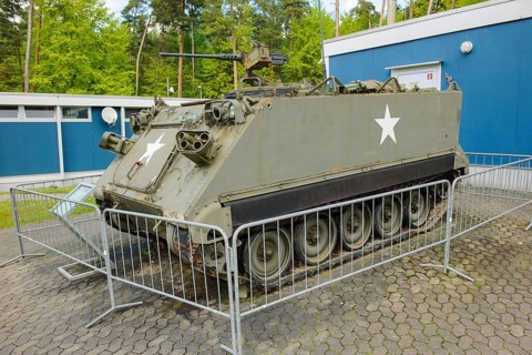 Disused small armored vehicle small tank M113 A2 APC lead tank transport tank crew transport tank,