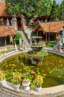 Old fountain in Brahma Vihara Arama Buddha Banjar Buddhist monastery, Banjar, Bali, Indonesia