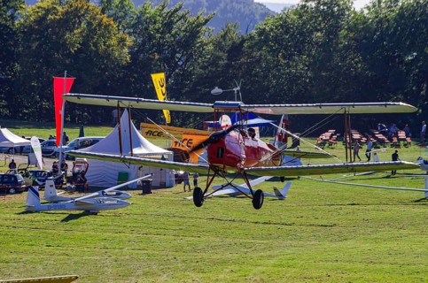 A De Havilland DH.82 Tiger Moth with the registration HB-UPM during a flight demonstration as part