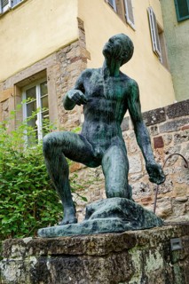 Statue at the Hölderlin Tower, the poet Johann Christian Friedrich Hölderlin lived in the tower