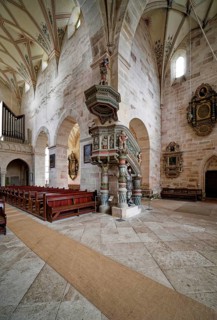 Pulpit, monastery church, interior, Bebenhausen monastery, former Cistercian abbey, monastery
