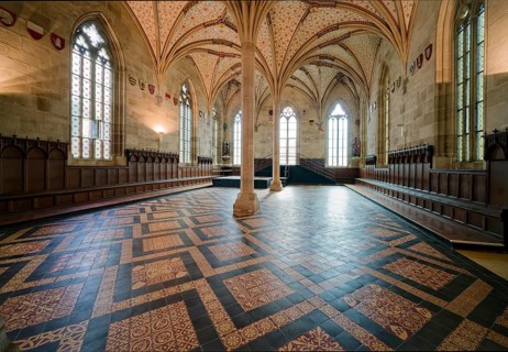 Refectory, interior view, interior, Bebenhausen Abbey, former Cistercian Abbey, monastery complex,