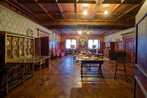 Royal Salon, Bebenhausen Castle, former Cistercian Abbey, monastery complex, interior, OT
