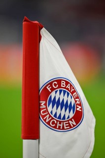 Corner flag, logo, FC Bayern Munich, FCB, Champions League, Allianz Arena, Munich, Bavaria, Germany
