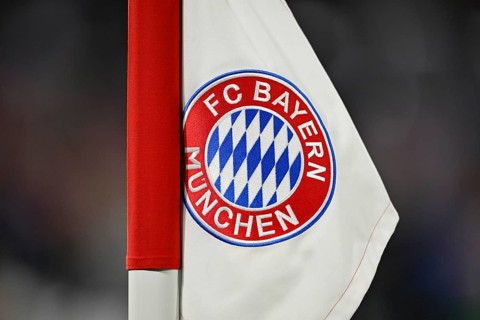 Corner flag, logo, FC Bayern Munich, FCB, Champions League, Allianz Arena, Munich, Bavaria, Germany