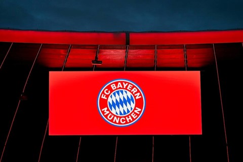 Scoreboard logo FC Bayern Munich, FCB, Champions League, Allianz Arena, Munich, Bayern, Germany