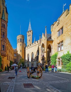 Courtyard, Hohenzollern Castle, ancestral home of the House of Hohenzollern, noble family, German