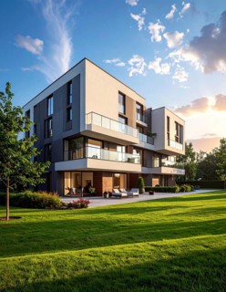 New modern block of flat, condo architecture, Residential apartment as a flat, luxury house