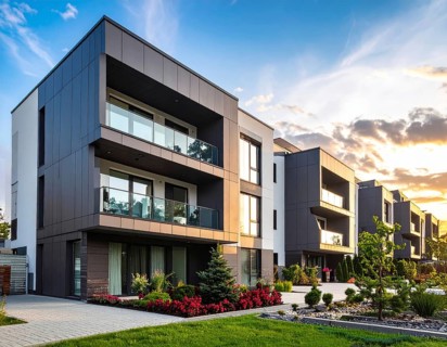 New modern block of flat, condo architecture, Residential apartment as a flat, luxury house