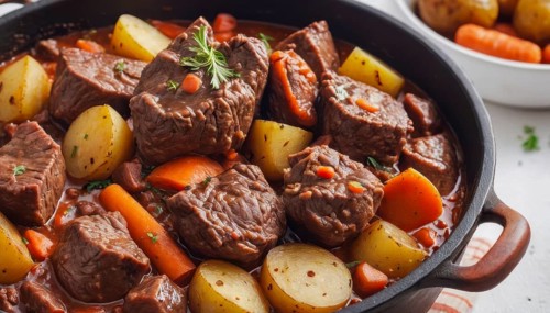 This delicious stew is a comforting meal, perfect for a cold evening or a special occasion, AI