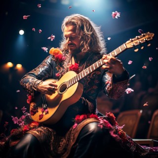 Professional guitarist performing on stage, AI generated