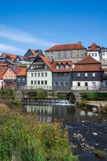 View of the old town on the river Hasslach, Kronach, Upper Franconia, Bavaria, Germany