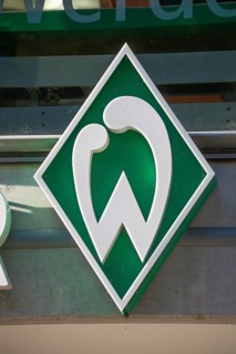 SV Werder Bremen logo at the Weserstadtion soccer stadium, Bremen