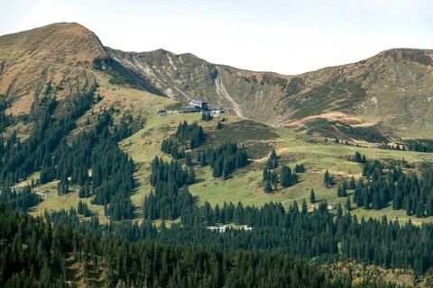 View of Fellhorn with Fellhornbahn station Schlappoldkopf, Oberstdorf, Oberallgäu, Allgäu, Bavaria