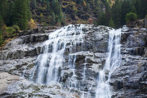Grawa Waterfall on Wild Water Trail, Wild Water Trail near Grawa Alm, Stubai Valley, Tyrol, Austria