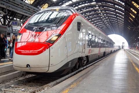 EuroCity-Express (ECE) at Milan train station. The train goes from Frankfurt to Milan and vice