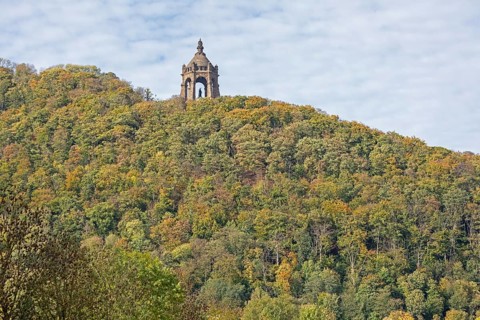 Mountain, forest, Kaiser-Wilhelm-Denkmal, Porta Westfalica, North Rhine-Westphalia, Germany