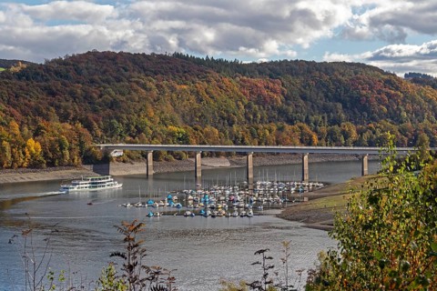 Marina, excursion ship, Talbrücke, Sondern, Olpe, Biggesee, Sauerland, North Rhine-Westphalia,