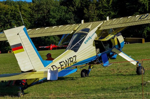 A PZL-104 Wilga-35A sport aircraft from Fliegerklub Kamenz with registration D-EWRZ during a flight