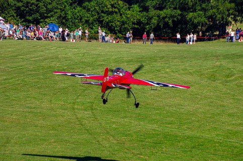 A Soviet Jakovlev Jak-55 sport aircraft with the registration LY-TOY during a flight demonstration
