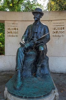 Statue of Emile Claus, Emiel Claus, Belgian Luminist painter in the Citadelpark of the city Ghent,