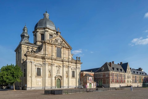 St. Peter's Square showing Our Lady of Saint Peter's Church and abbey in the city Ghent, Gent in