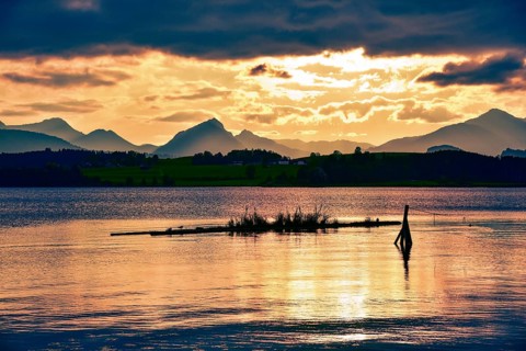 Sunset at Hopfensee in Allgäu, Bavaria, Germany