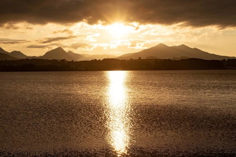 Sunset at Hopfensee in Allgäu, Bavaria, Germany