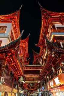 Yuyuan Tourist Mart, formerly Yuyuan Shopping Mall in the Old Street illuminated at night in the