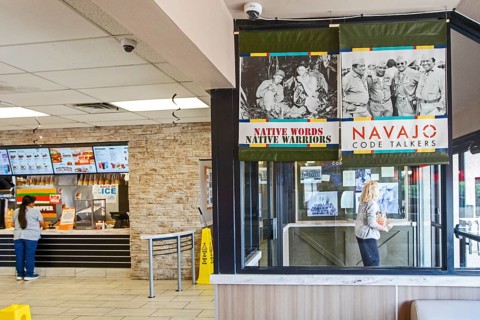 Kayenta, Arizona - Part of a Navajo Code Talker display inside a Burger King restaurant on the