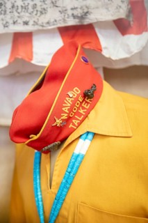 Kayenta, Arizona - A Navajo Code Talker's cap, part of a Code Talkers display inside a Burger King