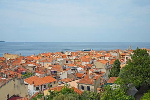 View of the old town of Piran, Adriatic Sea, Mediterranean, Piran, Istria, Slovenia