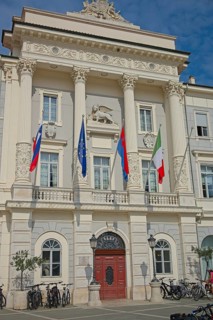 Town Hall on Tartini Square in the old town of Piran, Adriatic, Mediterranean, Piran, Istria,