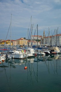 Marina and old town of Piran, Adriatic Sea, Piran, Istria, Slovenia