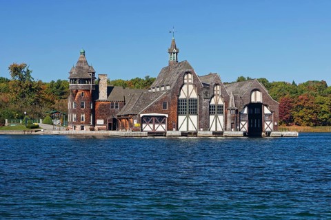 Boldt Castle Yacht House on a small island in the Saint Lawrence River, Thousand Islands, Province
