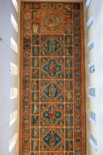 Painted wooden ceiling from the 13th century in the central nave of the nave depicting the Jesse