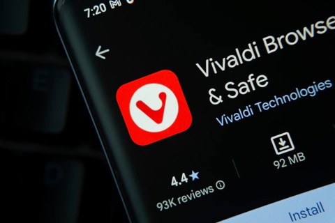 Dhaka, Bangladesh- 16 Oct 2025: Vivaldi Browser app from Google Playstore is displayed on a