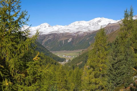 Landscape around the hamlet of Melag in the Langtauferer Valley in the Vinschgau Valley, Italy