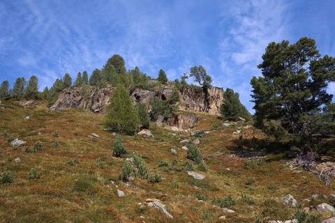 Rocky landscape in the mountains of Langtaufers in Vinschgau, Italy