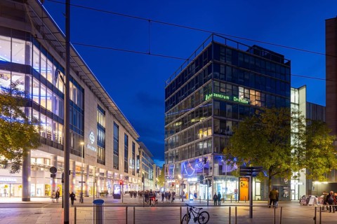 Prager Strasse am Abend, Dresden, Saxony, Germany