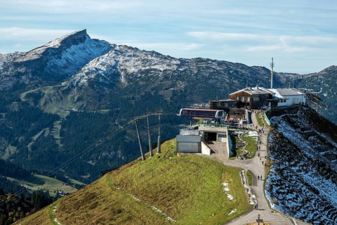Kanzelwandbahn mountain station, back Hoher Ifen, Kleinwalsertal, Vorarlberg, Allgäu Alps, Austria