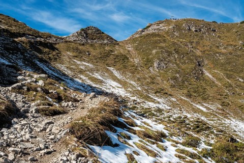 Behind the summit of the Kanzelwand, Allgäu Alps, Allgäu, Vorarlberg, Austria