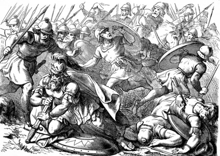 Saul took the sword and fell in it, First Book of Samuel, chapter 31, battle, warrior, voluntary